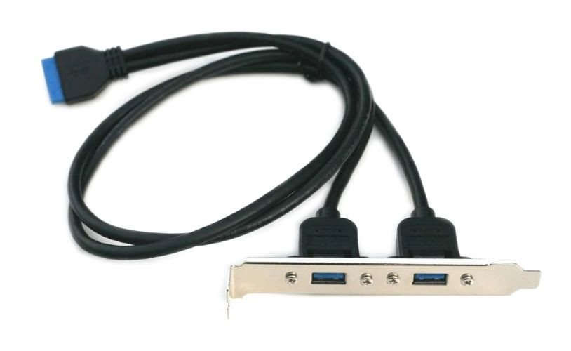 USB 3.0 Panel Mount Dual Port to 20 Pin Motherboard header Cable 18"