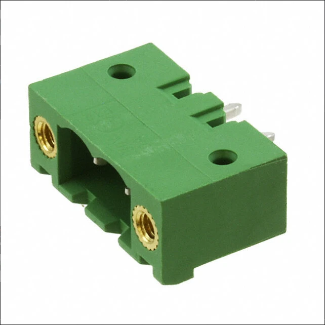1777073  Terminal Block Header 2 Position, Male Pins, Shrouded (4 Side) 0.200" (5.08mm) Vertical Through Hole