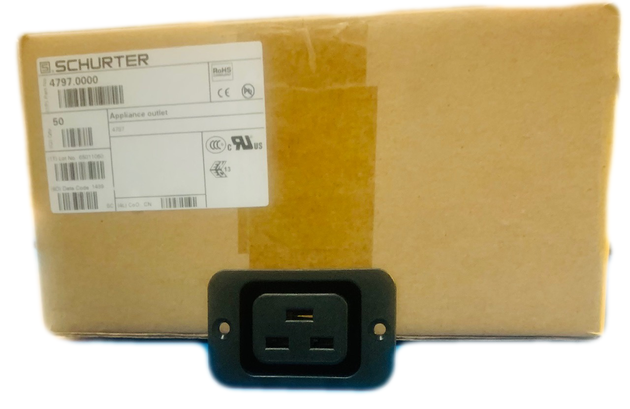 4797.0000   IEC Socket, 16 A/250 VAC, QC Tab Terminal, Panel Mount, 4797 Series, 47970000, RoHS