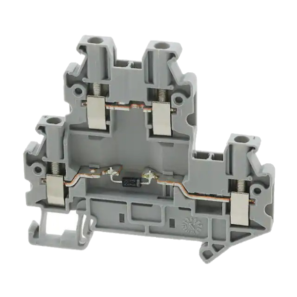 3046728  	 Terminal Block Connector 4 Position Feed Through Gray 12-26 AWG