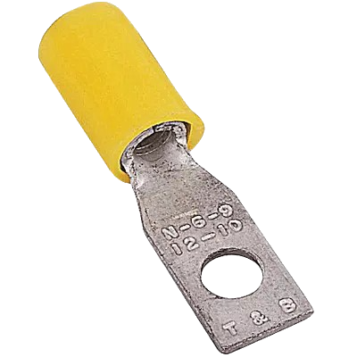 Pack of 10  RC485 Rectangular Ring Terminal, Bolt Hole #4, 12-10 AWG, Yellow, Copper, Tin Plated