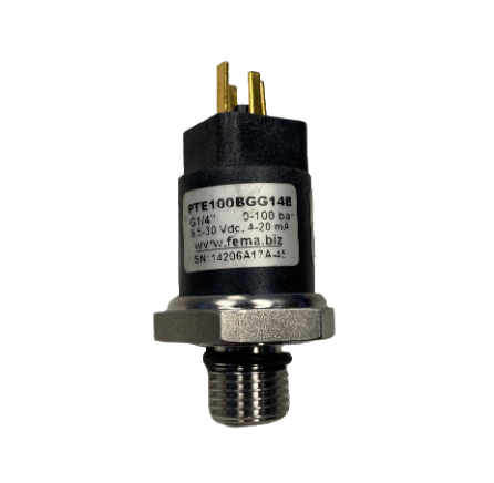 PTE100BGG14B  Pressure Sensor G1/4" 0-100 Bar 9.5-30Vdc 4-20mA