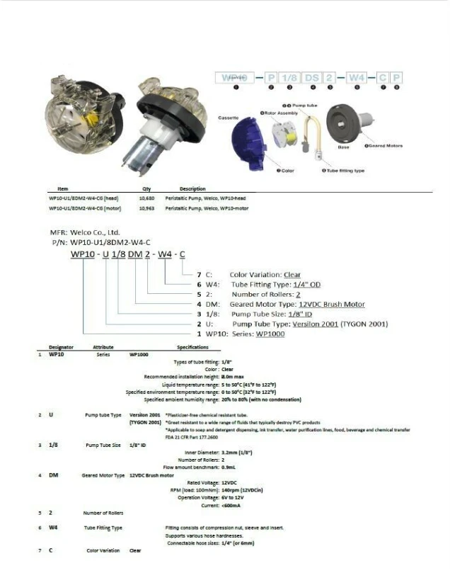 DM Peristaltic Pump DC 12V Brush Motor RPM (load: 100mNm) 140rpm (12V input), Operation voltage: 6V to 12V, Current: Less than 600mA