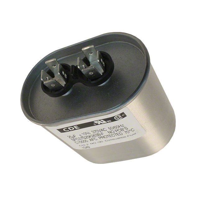 37FD3725-F Cornell Dubilier Cap Film 25uF 370VAC PP 10% (73.82 X 48.42 X 66.8mm) Bracket Mount Metal Can 