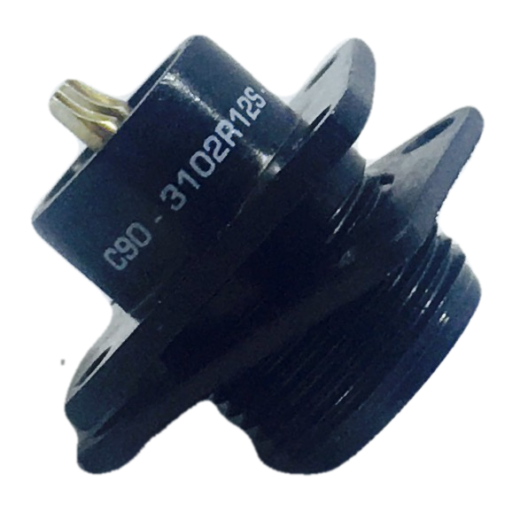 C90-3102R12S-3P 855-C90-3102R12S-3P Circular Panel Mount Connector, Receptacle shell, Male contacts, 2 x size 16 contacts, silver
