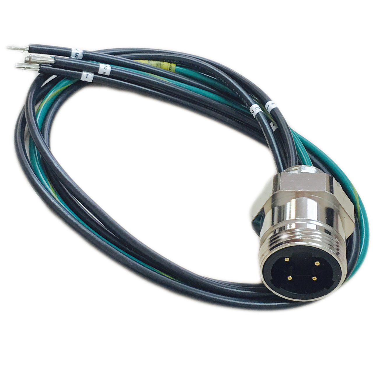 3R4106A84M0053  1300662014 Power Receptacle 4P Tri Key Male Straight 0.5M #12 AWG PVC Leads, 130066-2014 