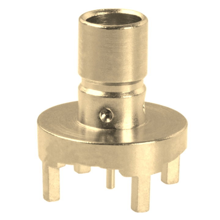 131-8701-201  Conn Mini-SMB,  75Ohm Solder ST Thru-Hole RCP Gold, Bulk, RoHS