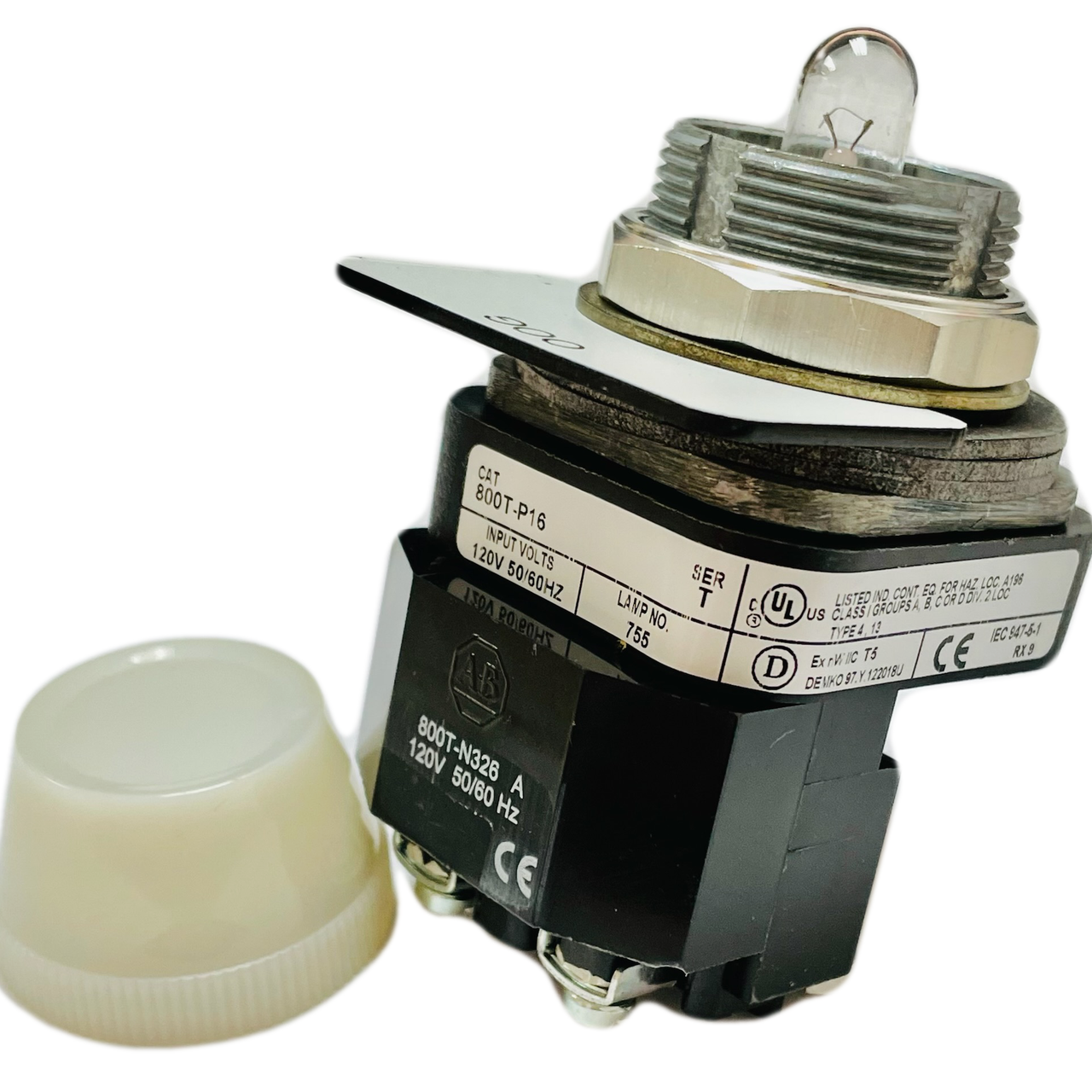 800T-P16  30.5mm Type 4/13 Pilot Light, Xfmr, No Test Option, Incand., No Cap, 120V AC 50/60 Hz