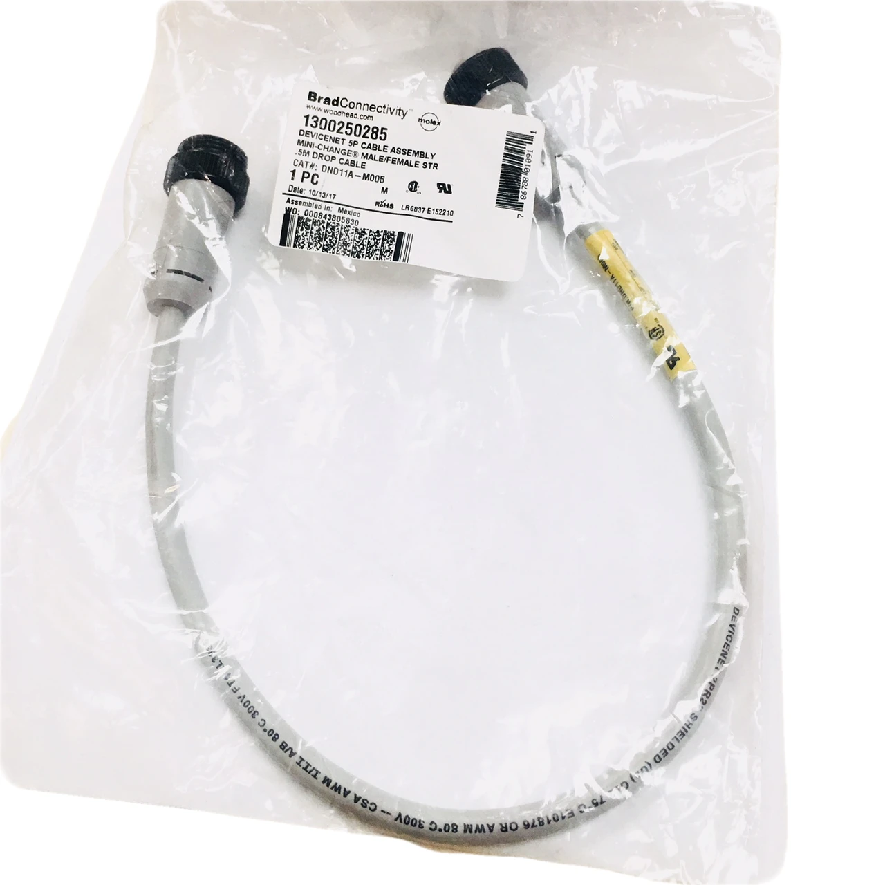 1300250285 Devicent 5P Cable Assembly Mini Change. Male/Femal STR .5 Drop Cable. DND11A-M005
