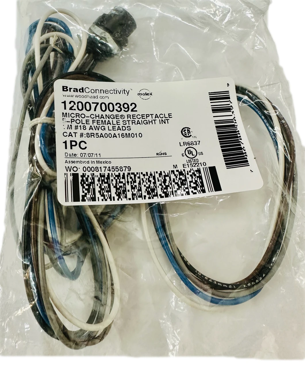 1200700392   Position Circular Connector MIC 5P F/FR 1M 18/1 PVC, 8R5A00A16M010