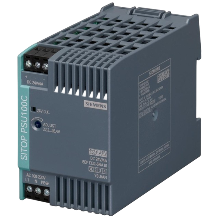 6EP1332-5BA10 Power Supply, AC-DC, 24V, 4A, 100-240V In, Din Rail Mount, Compact, Boxed, RoHS