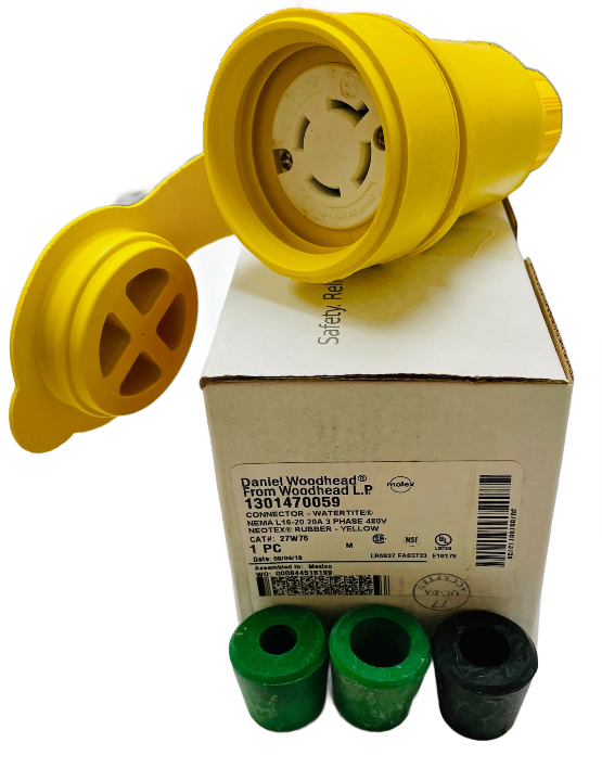 1301470059   Power Connector Receptacle, Female Sockets NEMA L16-20R Free Hanging (In-Line), 27W76