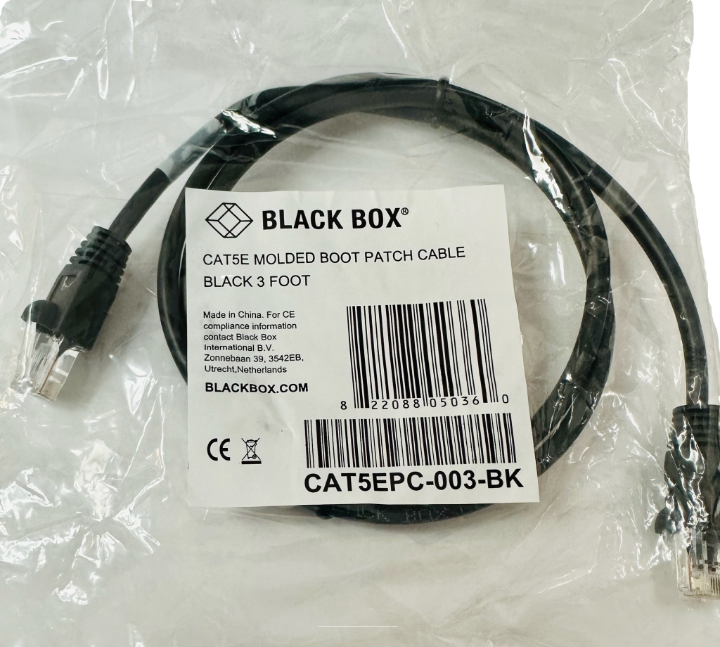 CAT5EPC-003-BK Cat5E 100 Molded Snagless Patch Cable Utp Cm Pvc Bk 3Ft