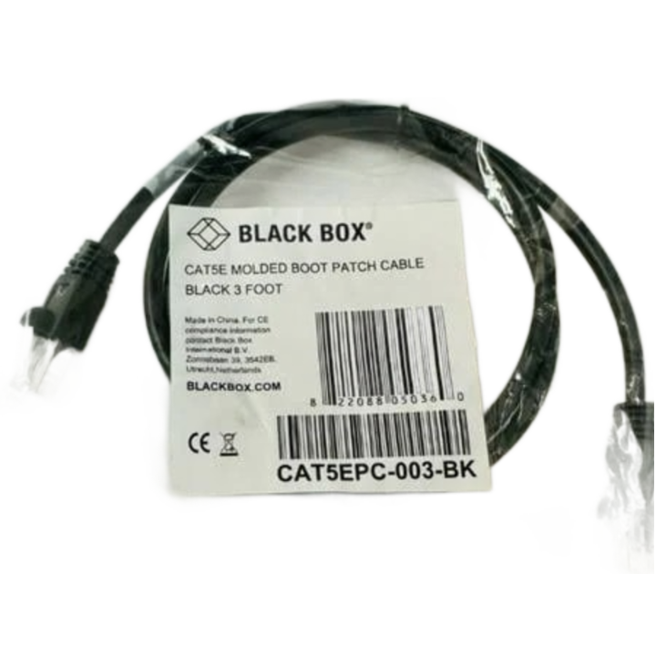 CAT5EPC-003-BK  Cat5E  Molded Snagless Patch Cable Utp Cm Pvc Bk 3Ft