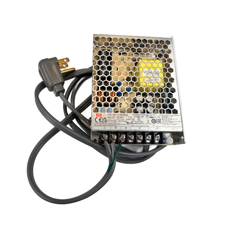 LRS-100-12 Power Supply Enclosed AC DC Converters 1 Output 12V 85 ~ 264 VAC, 120 ~ 373 VDC Input (With Power Cord) : RoHS