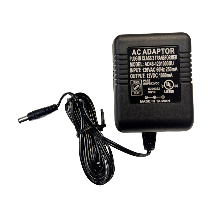 E200322 AC Adaptor Plug In Class 2 Transformer, Model AD48-1201000DU, Input 120VAC 60Hz 250mA Output 12VDC 100mA BKPS12VDC : RoHS
