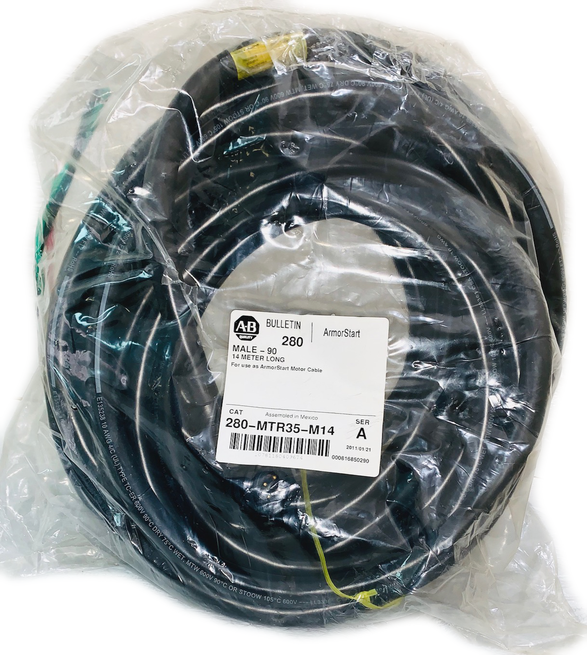 280-MTR35-M14 Allen B Cordset Motor Cable,  Male-90 14m L