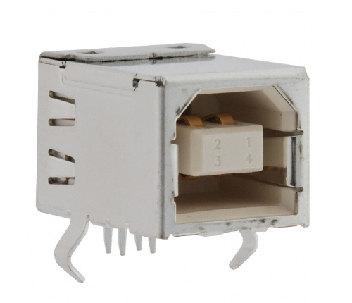 Pack of 2 897-43-004-90-000000 USB-B (USB TYPE-B) USB 2.0 Receptacle Connector 4 Position Through Hole, Right Angle