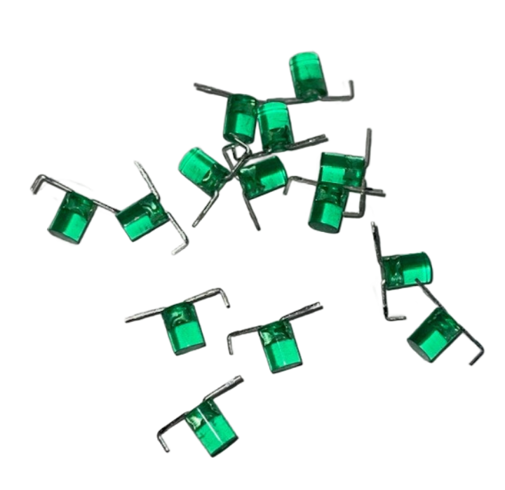 Pack of 10   Green-LED   LED'S Standard, Green Cylindrical, Radial, Through hole, Flat top, Standoff, LENS- Length 4.8mm/Width 6.7mm, RoHS