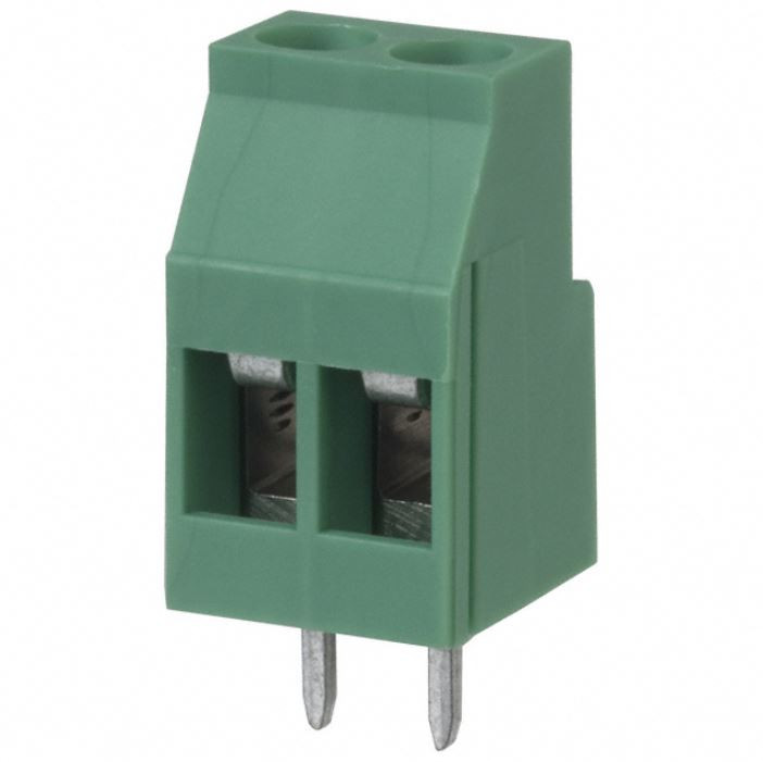 1711725 Terminal Block 2 Position Wire to Board Horizontal with Board 0.200" (5.08mm) Through Hole