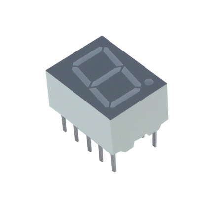 LTS-4801JS Display Modules - LED Character and Numeric Yellow 7-Segment 1 Character Common Anode 2.05V 20mA 0.508" H x 0.382" W x 0.276" D 10-DIP