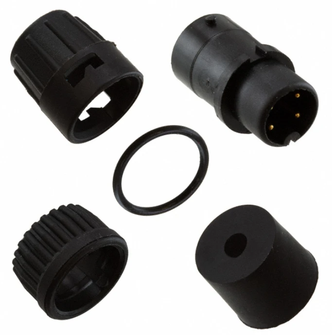 6382-4PG-318 Connector Plug 4 Position Circular Gold Solder Cup