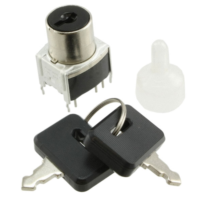 SK12AG13 Keylock Switch 2 Position SPDT 0.4VA (AC/DC) 28 VAC 28 VDC Through Hole