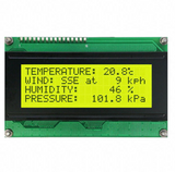LK204-25-E LCD Module 80DIG 20X4 TRANS YLW/GRN