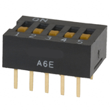 A6E-5101 Dip Switch SPST 5 Position Through Hole Slide (Standard) Actuator 25mA 24VDC
