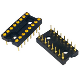 Pack of 100  Black Round hole Gold 16pin Pitch 2.54mm DIP IC Socket  Connector