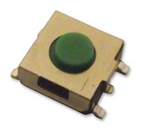 Pack of  10  SKHMQLE010  Tactile Switches N.O. SPST Round Button Gull Wing 0.05A 12VDC 1.57N Green stem color SMD 
