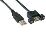 10U2-PM101-E  Black Color USB 2.0 A Male To Female Panel Mount Extension Cable