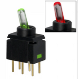 G12JPCF   Switch Toggle ON None ON SPDT Lighted Lever PC Pins 0.1A 28VAC 28VDC 0.4VA PC Mount