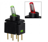 G12JPCF   Switch Toggle ON None ON SPDT Lighted Lever PC Pins 0.1A 28VAC 28VDC 0.4VA PC Mount