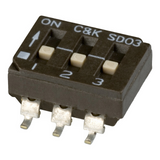 SD03H0SB  Dip Switch SPST 3 Position Surface Mount Slide (Standard) Actuator 100mA 25VDC :RoHS