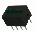 555-5303F LED Circuit Board Indicator LED Circuit Board Indicator 4 Wide Green (x 4) Diffused 5V 4.7mA Through Hole :RoHS