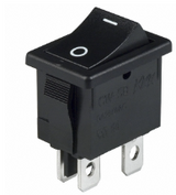 CWSB21AA1F  Rocker CWSB21AA1F Switch,Rocker,DPST,ON-NONE-OFF,Non-Illum,Black,Horiz I/O Legend,6A,250VAC,QC