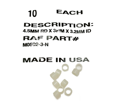 Pack of 10  M0502-3-N  Round Spacer Unthreaded Nylon 0.118" (3.00mm)
