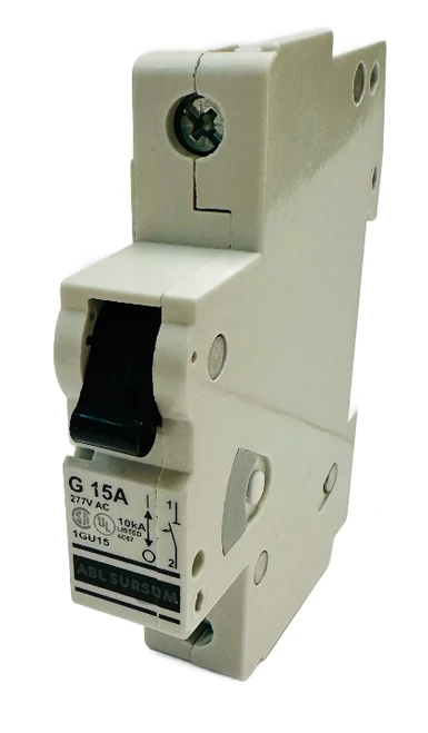 1GU15 Circuit Breaker Thermal Magnetic 15A , G CHAR, 1POLE, 277VAC,UL508(15.018U)