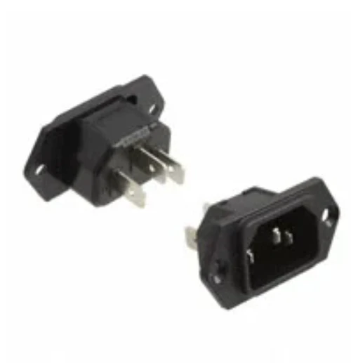 6100.3300   Power Entry Connector Receptacle, Male Blades IEC 320-C14 Panel Mount, Flange
