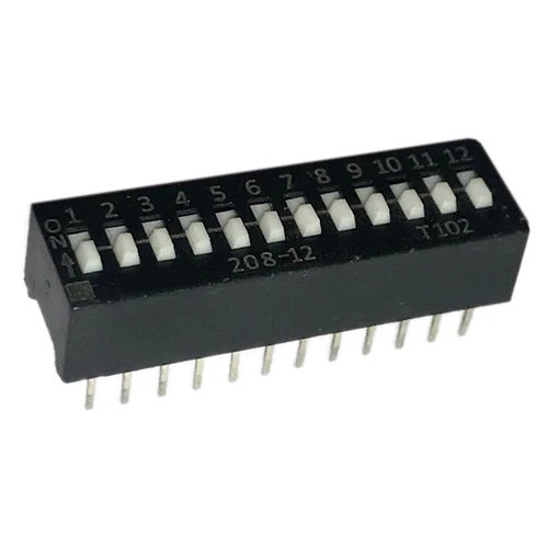 208-12 Dip Switch SPST 12 Position Through Hole Slide (Standard) Actuator 50mA 24VDC
