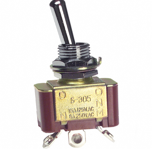 S305-RO Toggle Switch SPDT 15A 125V Panel Mount, RoHs