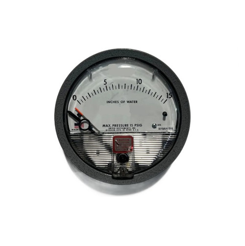 2015 Differential Pressure Gage: 0-15" Series 2000 max pressure 15PSIG max Temp 140°F