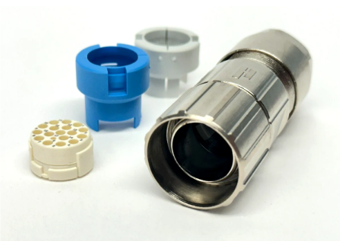 3HAC038425-001 Cable Connector, 17-pin, shielded, straight M23, secure screw-locking mechanism, Image shown is a representation only.