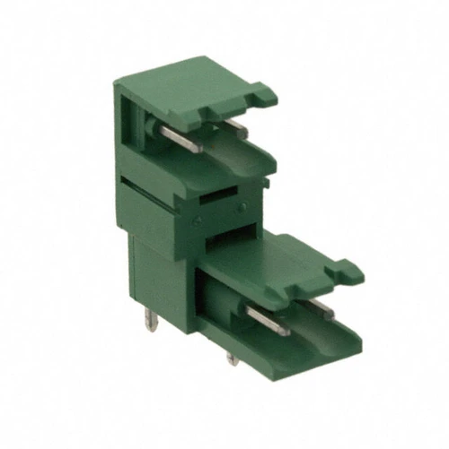 Pack of 6   1762062   Terminal Block 4 Position Header, Male Pins, Shrouded (2 Side) 0.200" (5.08mm) 90°, Right Angle Through Hole