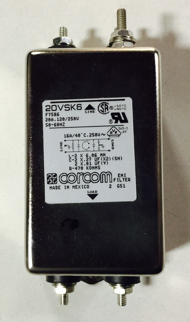 1pc 20VSK6 CORCOM LINE FILTER 250VAC 20A CHASS MNT FACTORY NEW!!