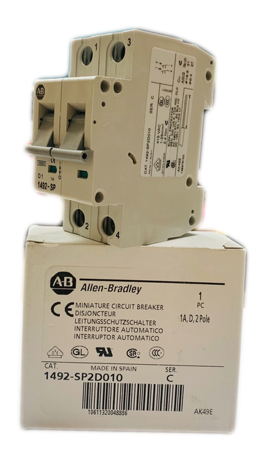 1492-SP2D010  Minature Circuit Breaker, 1A,D,2 Pole