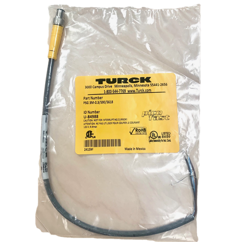 PSG 3M-0.3/S90/S618  Tur PCB CBL 0.3M 3C 246PVC Black, ID#U-84988