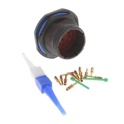 D38999/24WF11PN  Connector Circular Receptacle 11 Position  Male Pins Gold Crimp JD38999/24WF11PN Date Code:1642
