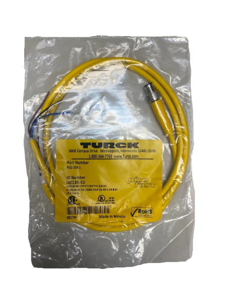 PSG 3M-1  Cordset, M8 Male to Cut-end, Yellow, 3 cond., 1 meter, PVC, Picofast Series